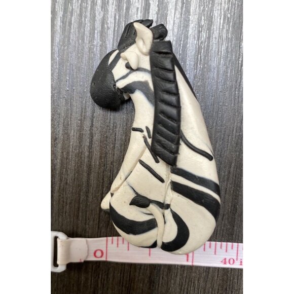 Vtg Artisan Polymer Clay Zebra Brooch Pin Eeyore Donkey - Picture 3 of 5